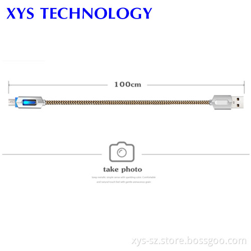 High Quality Metal Shell Copper Wire Braid USB Cable with Led Light